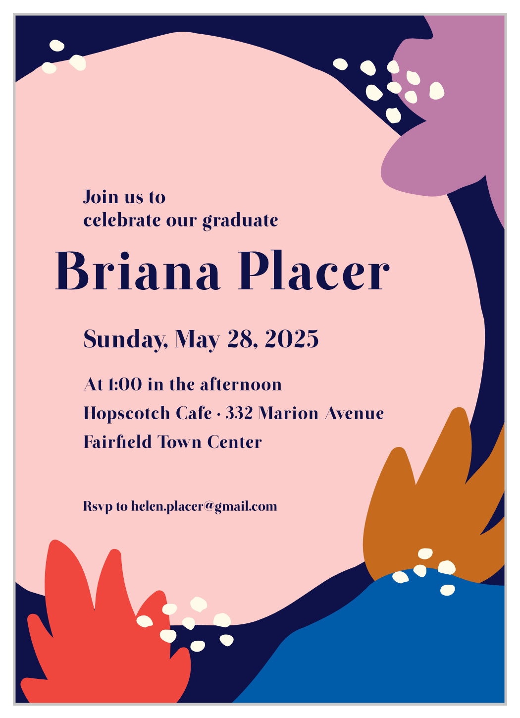 Bordered Half Circle Graduation Invitations