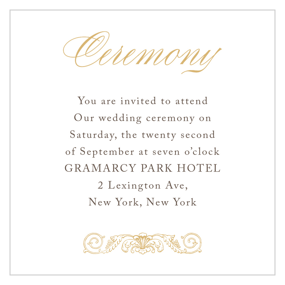 Lace Couture Foil Ceremony Cards