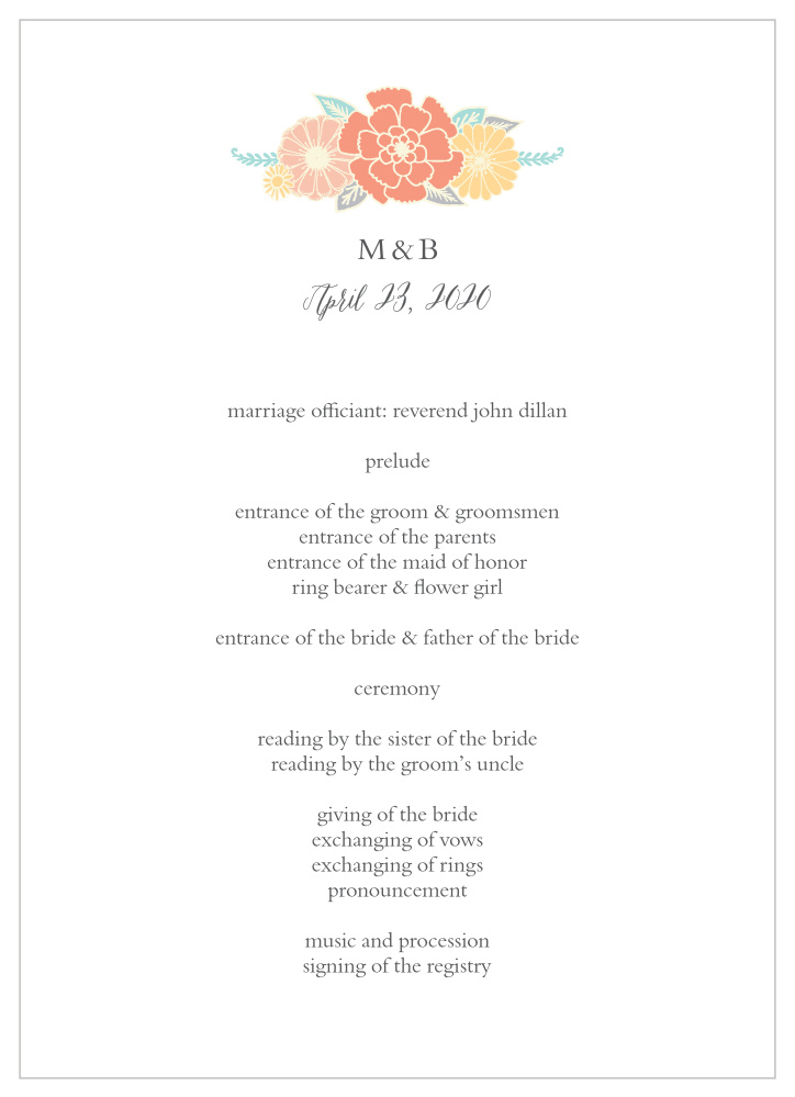 Sweet Bloom Wedding Programs