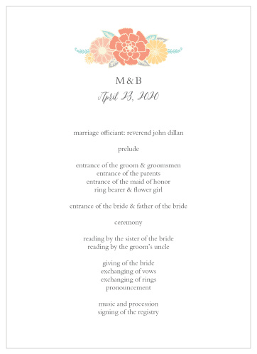 Sweet Bloom Wedding Programs