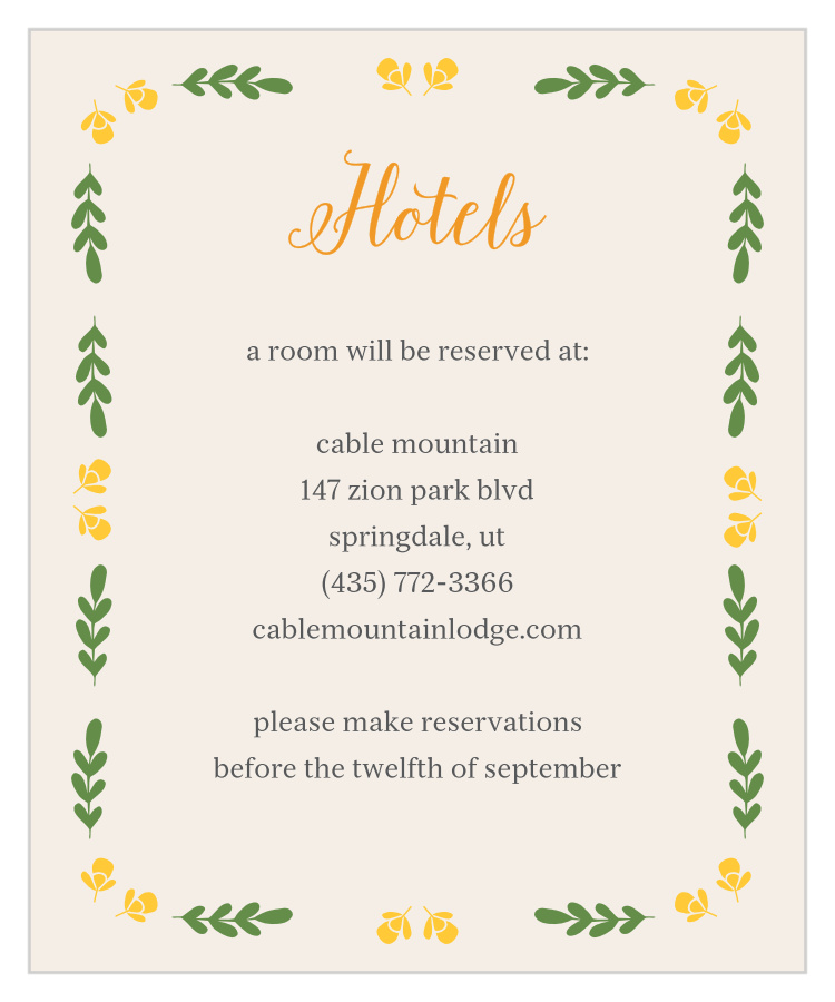 Vintage Blossom Accommodation Cards