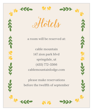 Vintage Blossom Accommodation Cards