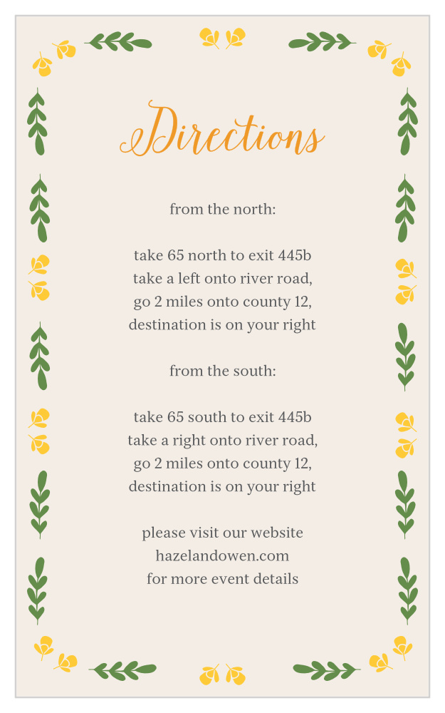 Vintage Blossom Direction Cards