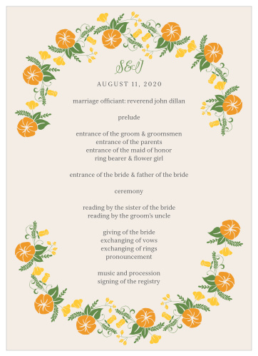 Vintage Blossom Wedding Programs