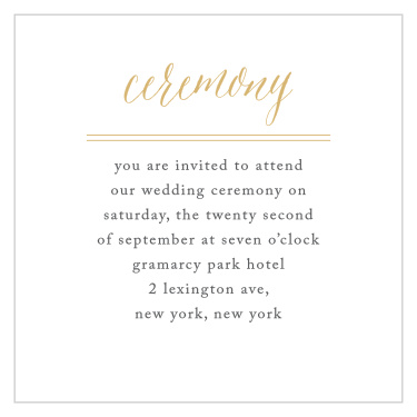 Rustic Chic Foil Ceremony Cards