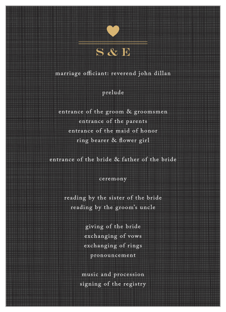 Rustic Chic Foil Wedding Programs