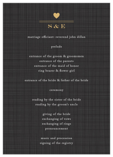 Rustic Chic Foil Wedding Programs