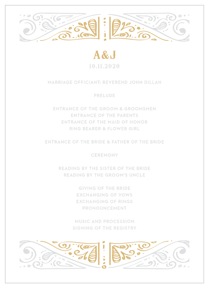 Cheerful Celebrations Foil Wedding Programs