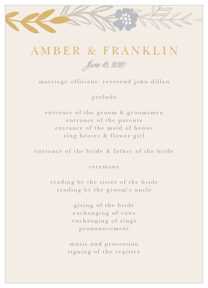 Glimmering Garland Foil Wedding Programs