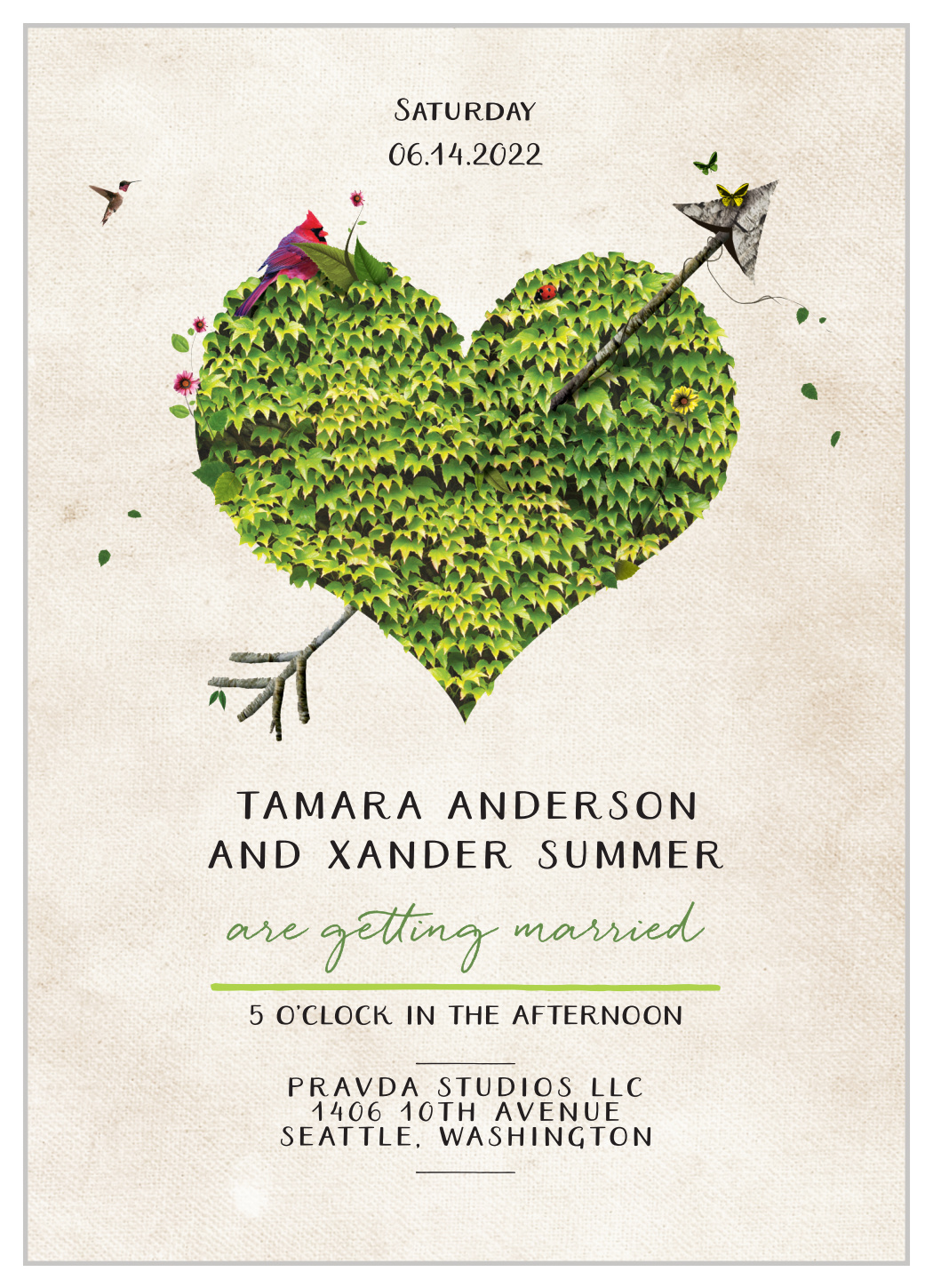 Rustic Heartchery Wedding Invitations