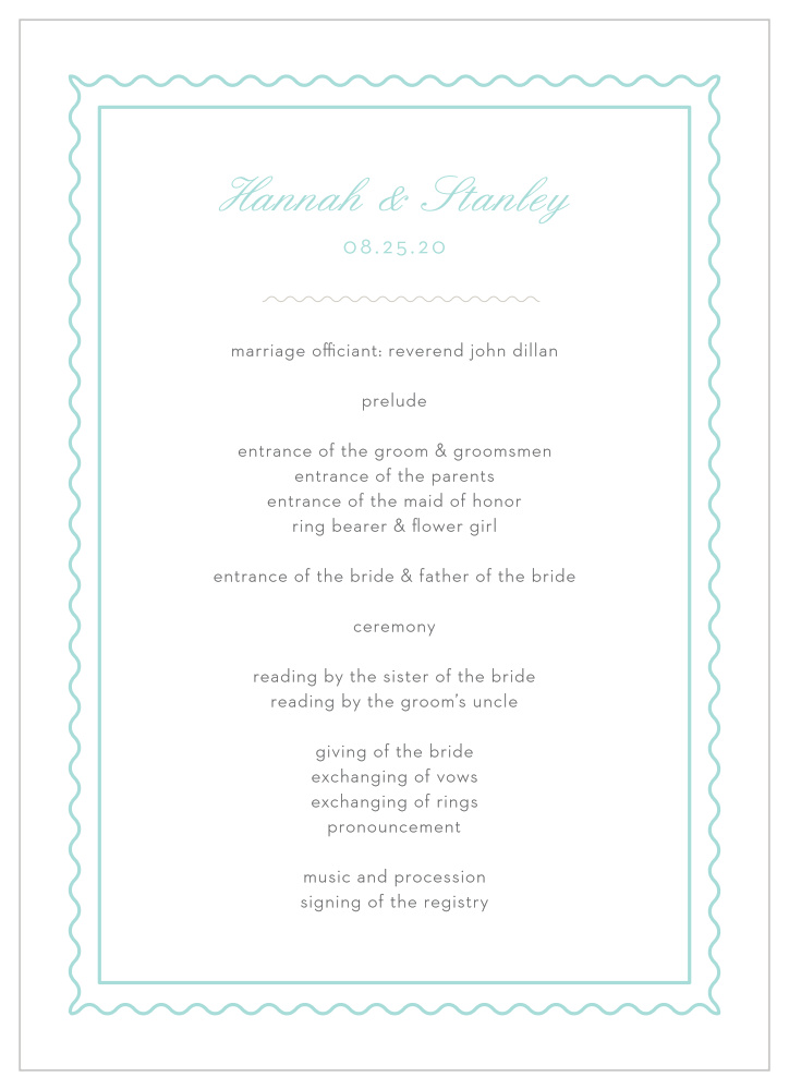 Note Home Wedding Programs