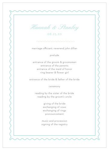 Note Home Wedding Programs