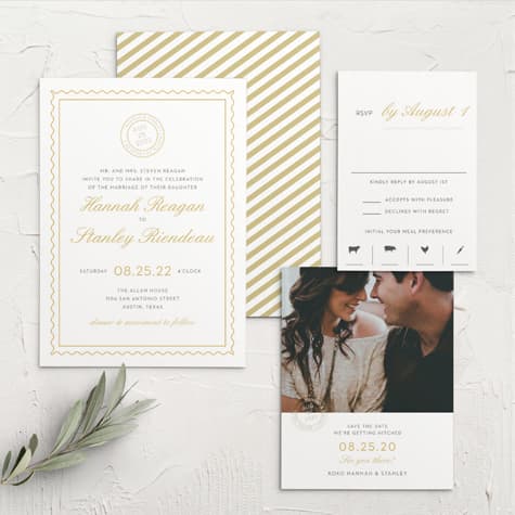 Note Home Foil Wedding Invitations