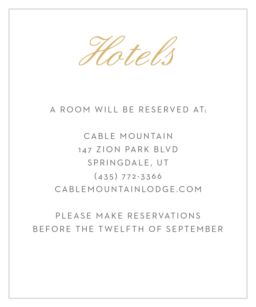 Note Home Foil Accommodation Cards