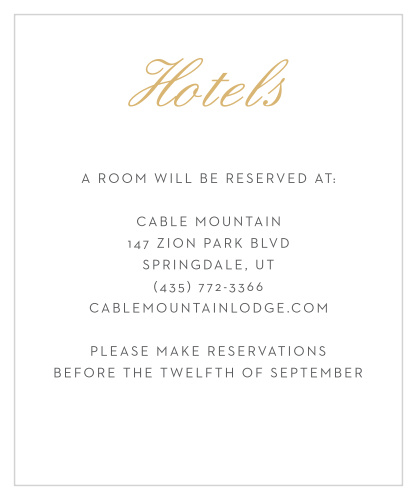 Note Home Foil Accommodation Cards