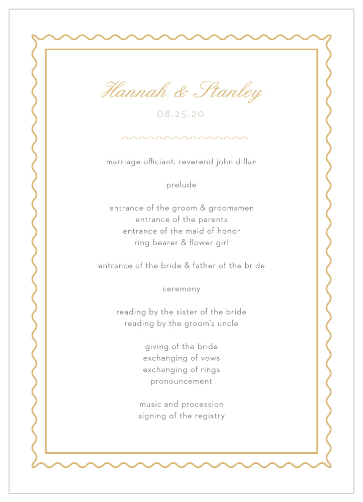 Note Home Foil Wedding Programs