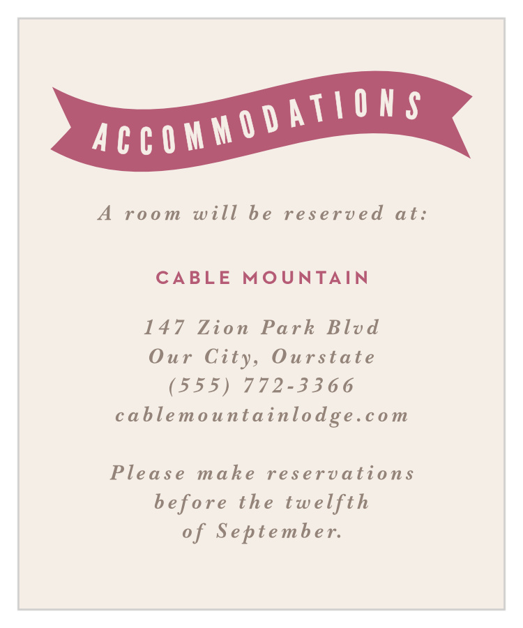 Ribbons & Confetti Accommodation Cards