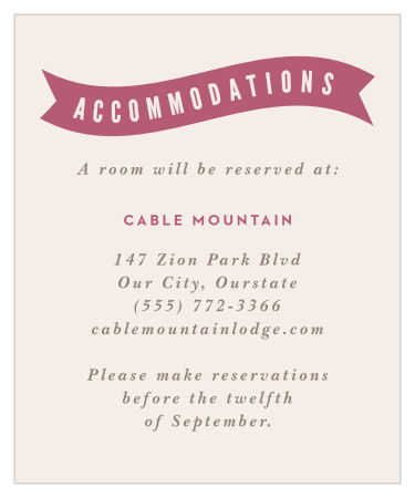 Ribbons & Confetti Accommodation Cards