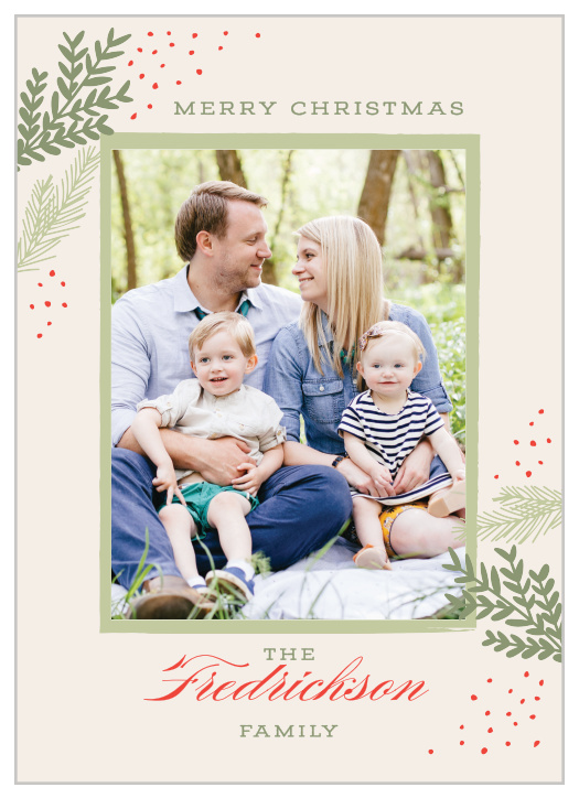 Boughs & Berries Photo Christmas Cards are a stylishly seasonal card for your family.
