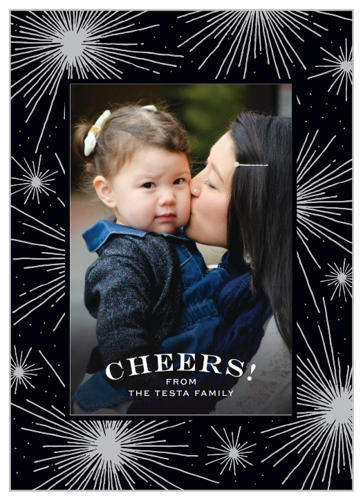 Make your holidays explode with festivity with our Cheerful Fireworks Photo New Years Cards. 