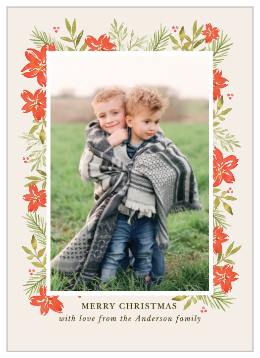 Place your gorgeous photo in a flattering frame that is adorned with watercolored poinsettias. 