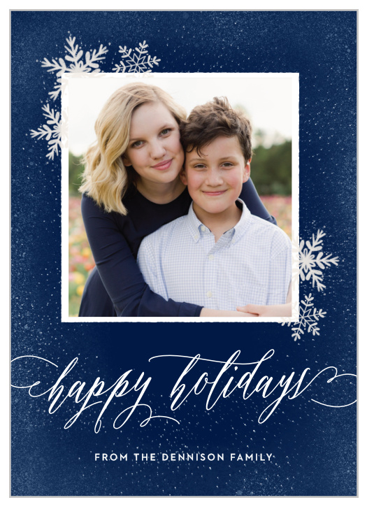 Use the deep winter-blue and snowflake graphics on our Frost Photo Holiday Cards, as well as your favorite current photo of your family, to ensure that all of your loved ones have updated photos this special time of year.