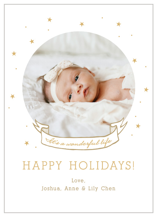 Share your wonderful life with the Wonderful Life Foil Photo Holiday Cards.