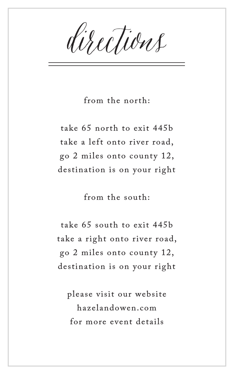Rustic Chic Direction Cards