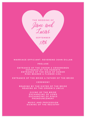 The Heart Beat Wedding Programs don't need much in the way of embellishment. 