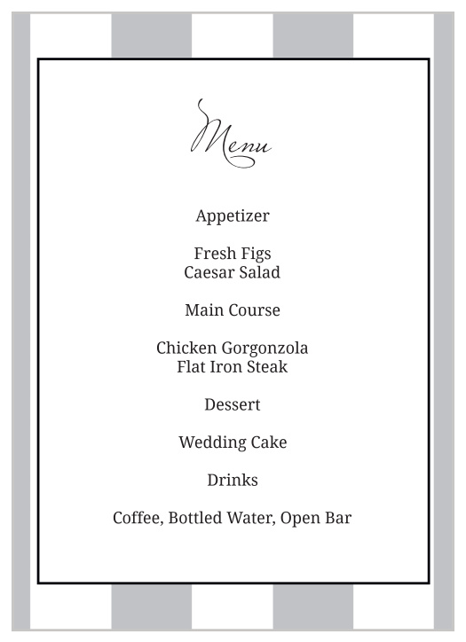 Elegant Stripes Wedding Menus