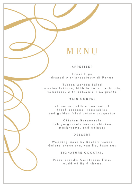 Timeless Swirls Wedding Menus