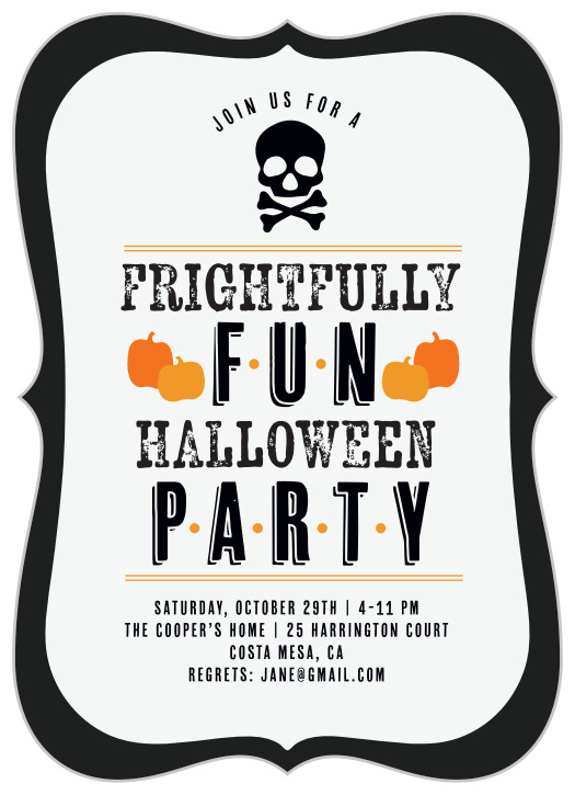 Invite your friends and family over for a ghastly good time with the Frightfully Fun Halloween Party Invitations! 
