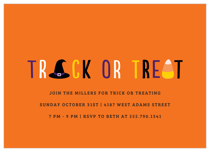 The Clean Trick or Treat Halloween Party Invitations are simple and classic in coloring and design! 