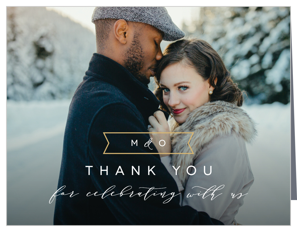 Contemporary Banner Wedding Thank You Cards