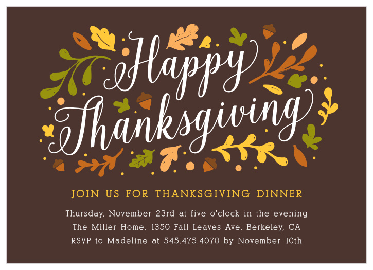 Invite your loved ones into your home for a spirit warming night of appreciation, love, and joy with the Abundance in Autumn Thanksgiving Party Invitation. 
