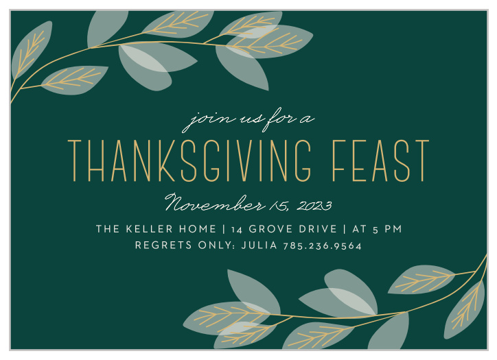 Your guests will feel sophisticated when they receive your Elegant Leaves Foil Thanksgiving Party Invitation.