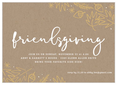 Celebrate the most gratitude-filled time of the year by inviting your loved ones to share a meal with the Simply Friends Foil Thanksgiving Party Invitation.