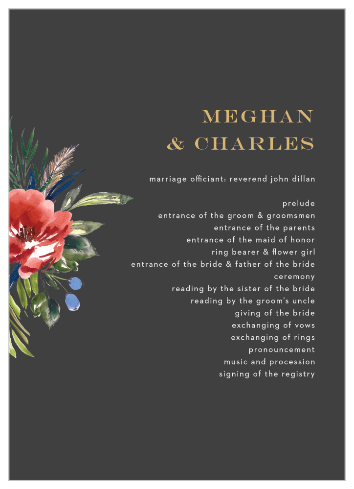 Arctic Florist Foil Wedding Programs