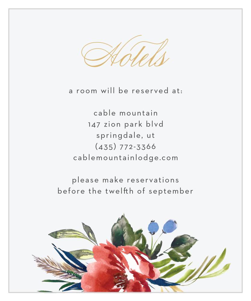 Arctic Florist Foil Accommodation Cards