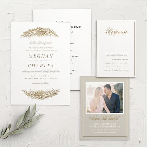 Falling Feathers Wedding Invitations