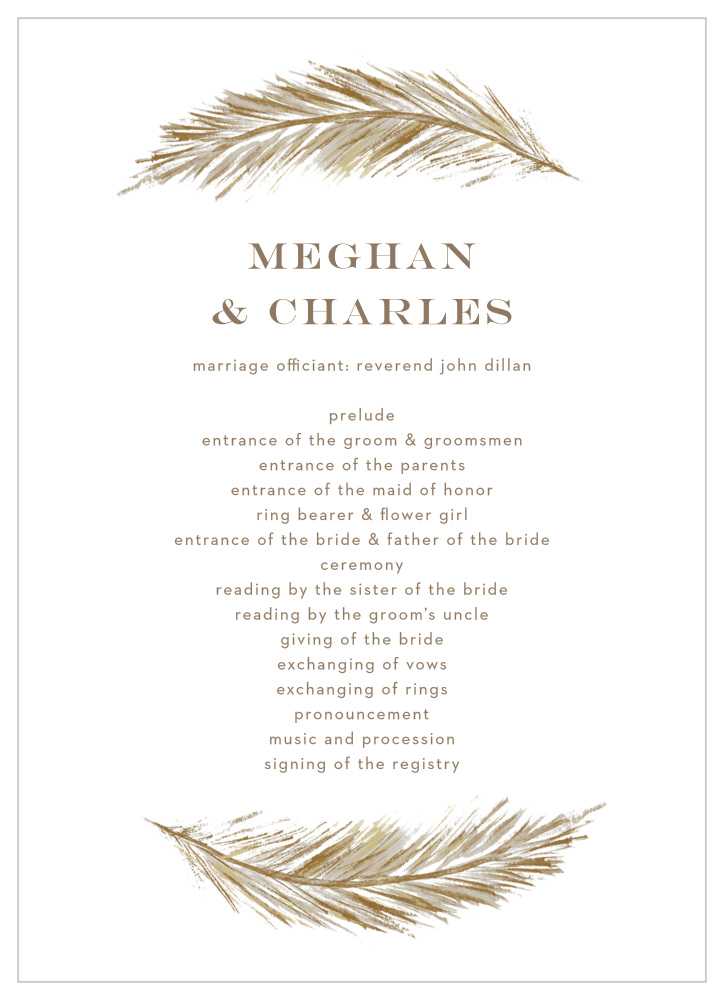 Falling Feathers Wedding Programs