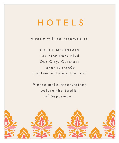Damask Sides Accommodation Cards