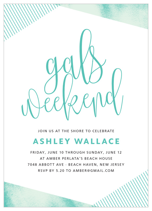 The Gals Weekend Bachelorette Party Invitations are perfect for the modern and trendy bride-to-be.