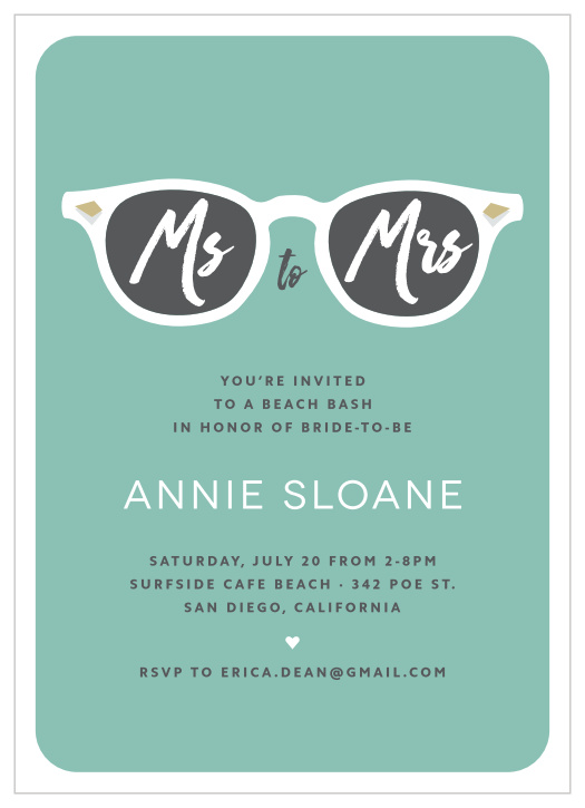 Invite your girl squad to your pre-wedding beach bash with the No Shade Bachelorette Party Invitations.