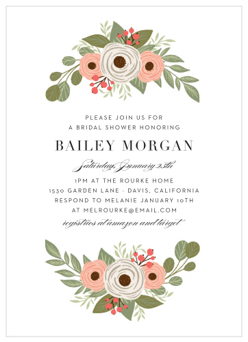 The Party in the Garden Bridal Shower Invitation has a sleek elegant design that fits perfectly with your formal bridal shower. 