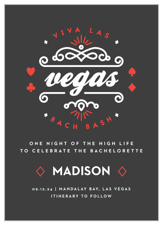 Go all out, Vegas-style with the Viva Las Vegas Bachelorette Party Invitations. 