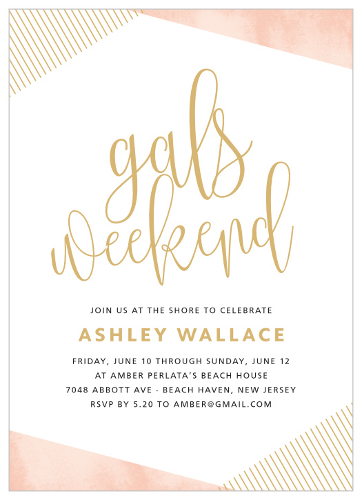 The Gals Weekend Foil Bachelorette Party Invitations are perfect for the modern and trendy bride-to-be