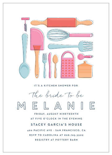 The Kitchen Spatula Bridal Shower invite is fun and unique. With this invitation your guests will be excited about the upcoming celebration.