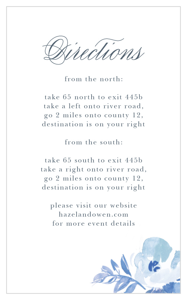Comely Wildflowers Direction Cards