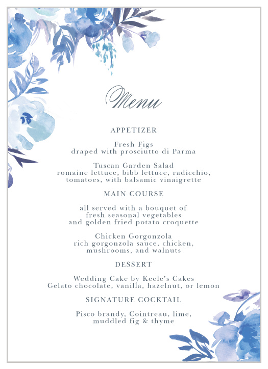 Comely Wildflowers Wedding Menus